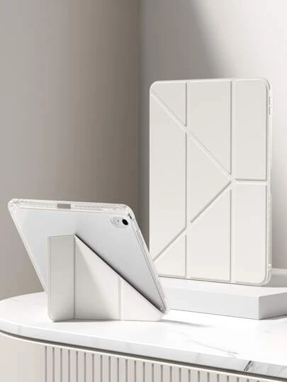 1 件优雅乳白色亚克力透明水晶保护壳，带笔架，兼容 iPad 第 10 代和第 11 代，支持睡眠/唤醒功能