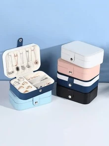 1 pieza Caja de joyería portátil de cuero PU, contenedor de almacenamiento de joyas resistente a la oxidación. Regalo ideal para el Día de San Valentín, Día de la Madre, Mujeres, Niñas, Navidad, Acción de Gracias, Año Nuevo y otras festividades - Multicolor - Ver 5