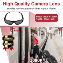 Smart Glasses Glasses 1080P HD Camera Suitable For Recording Life Short Video Recording Cycling Sports Seaside Camping Mountaineering Meeting - màu đen - Xem 7