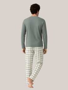 Men's Long Pajamas Adult Long Sleeve Long Pants - Gris - Ver 2