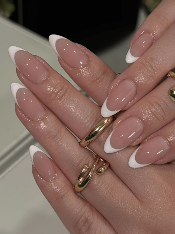 24pcs Cute Almond Shape Fake Nails + 1pc Nail File + 1pc Jelly Gel Press On Nails Nail Supplies