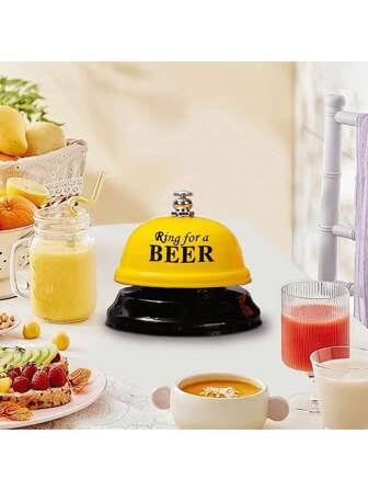 1pc Yellow Cartoon Metal Hand Pressed Service Bell, Restaurant Call Bell, Customer Reception Bell, Pet Training Bell, Teacher Bell, Game Bell, Reception Bell, Lunch Bell, Restaurant Bar Concierge Service Bell.