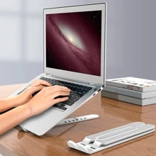 Soporte para Laptop Plegable con 6 Niveles de Altura Color Blanco y Negro Portátil y Fácil de Transportar en Material ABS