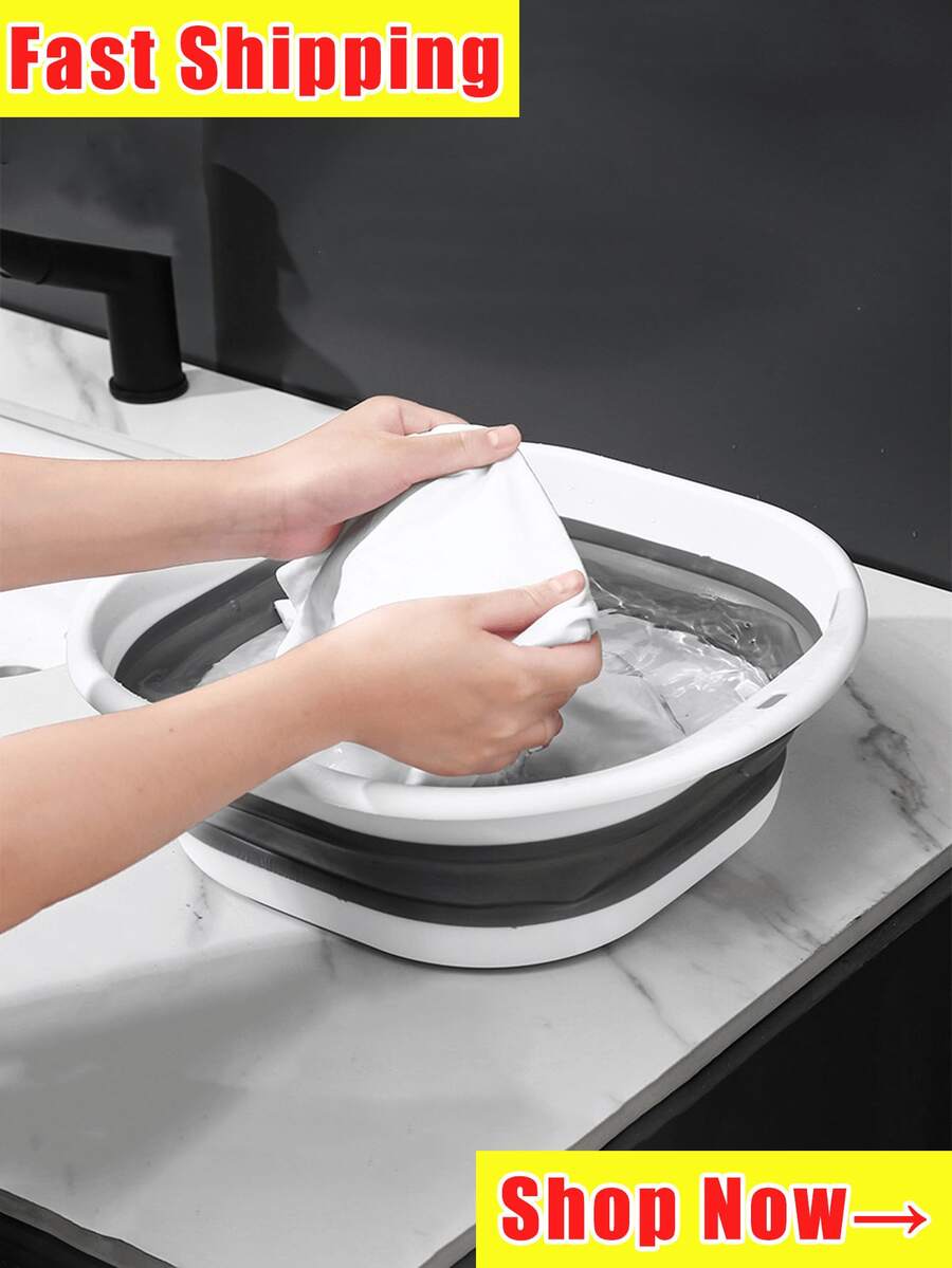 Foldable Washbasin, Portable Space-Saving Plastic Washbasin And Laundry Basin, Suitable For Kitchens, Camping, Laundry, Hiking, And Home Use. Multifunctional, Portable, Foldable Basin, Easy To Clean And Durable. - Multicolor - View 1