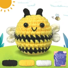 YAMAXIN 6pcs Animal Crochet Set,Frog, Bee,Cow, Rabbit, Pig ,Animal Crochet Kit For Beginners Knitted Animal Kit With Crochet Hooks Wool Doll & Positive Animal Crocheting Knitting Kit With Step-By-Step Video Tutorials, Creative Gift For Festival And Birthday Party Supplies, Art & Crafts Home Decor(Accessories In Random Color)