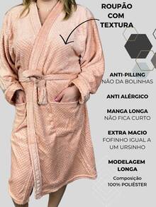 Unisex Adult Robe Robe Female And Male TEXTURED Fleece Flannel Microfiber Super LUXURY COZY BATHROOM COVER - 粉紅女郎 - 查看 5