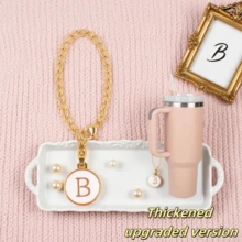 ID Initial Pendant - Lobster Buckle With English Letter Keychain, Creative Water Cup Decoration Pendant, Water Cup Recognition Accessory, Can Be Hung On Backpacks, Keychains, Belts For Decoration, Is A Halloween And Christmas Gift For Friends And Family Home Decor Halloween Decor Room Decor - White - View 12