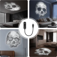 1 Set 360° Rotating Skull LED Projection Light, Rotating Skull LED Night Light With Interchangeable Palm Pattern And Face (3 Patterns Interchangeable) - USB Powered Halloween Decor, Halloween Decoration Halloween Decoration Room Decor Halloween Garden Decor For Gift Fairy Holiday Decor Festival DecorHalloween Decor Christmas Decoration Thanksgiving Wedding Home Decor Home Decor Fall Decor Autumn Decor Birthday Decorations For Gifts Party Supplies Indoor Outdoor Garden Holiday Festival Decor Wall Decor Halloween Ornaments - Multicolor - View 6