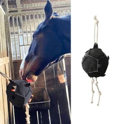 1pc Black Oxford Cloth Interactive Carrot Training Ball, Black Hexagon Horse Toy, Durable And Suitable For Sports And Exercise Horse Toys