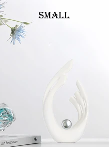 Elementos de decoración del hogar blancos con plata, decoración moderna de mediados de siglo para mesas, estatuas y esculturas de formas cerámicas de arte abstracto como centros de mesa decorativos, decoración de repisas con resina, perfectos para regalos del Día de la Madre y decoración de bodas (plata)