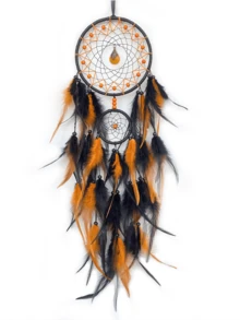 1pc Handmade Dreamcatcher With Feather Decor, Lightweight Luxury Teardrop Double Ring Wall Hanging Ornament For Living Room - Water Drop Double Circle - View 16