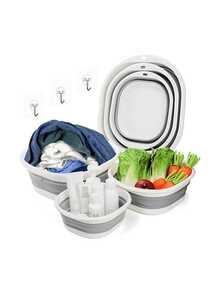 Foldable Washbasin, Portable Space-Saving Plastic Washbasin And Laundry Basin, Suitable For Kitchens, Camping, Laundry, Hiking, And Home Use. Multifunctional, Portable, Foldable Basin, Easy To Clean And Durable. - Multicolor - View 7