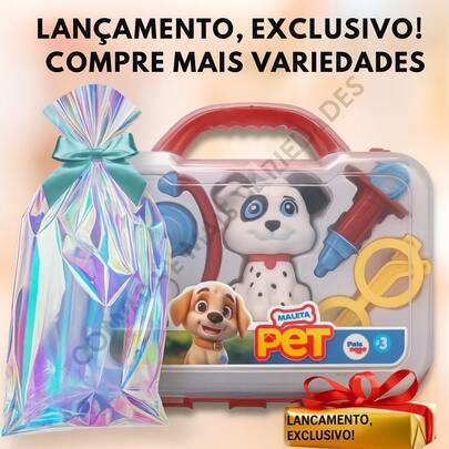 Maleta Veterinário Brinquedo Infantil Cachorrinho Acessórios Crianças Médico Animais Educativo