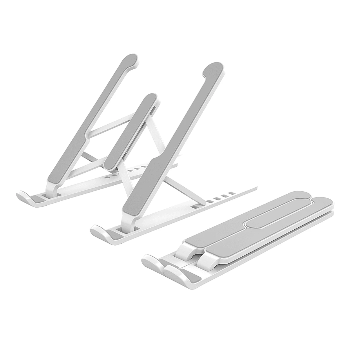 Soporte para Laptop Plegable con 6 Niveles de Altura Color Blanco y Negro Portátil y Fácil de Transportar en Material ABS