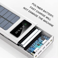 Kynley Solar Power Bank Portable Charger 20000mAh Large Capacity Built-In 5 Outputs And 3 Inputs Cable And Flashlight Compatible With All Smartphones And USB Devices - Black - View 5