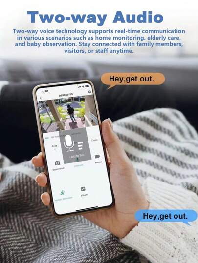 1pc/ WiFi Security Camera 355 Degree Intercom Night Vision, Remote Control Home Indoor Outdoor APP To View Anytime Anywhere, Cameras view 6