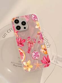 1 件海洋生物拼布美学图案防水、防指纹、防刮透明 IMD 柔软亮面手机壳防震防摔