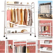 Lislark Heavy Duty Double Clothes Rail Hanging Rack Garment Display Stand Storage Shelf(Black/White) - White - View 2