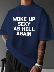 PAYEAH Woke Up S*Xy As H*Ll  Again T-Shirt  (Single Piece)100% Cotton 220g Heavy Cotton T Shirt - 藍色 - 查看 2
