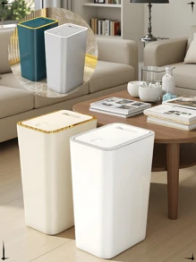 Luxury Trash Can With Lid, Large Size For Home, Bathroom, Kitchen Use Kitchen Items Kitchen Accessories Kitchen Tools - Multicolor - View 8