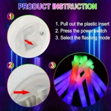 50pcs Foam Glow Sticks, LED Glow Sticks, Suitable For Party Decorations, Colorful Flashing Glow Sticks, Can Be Used For Christmas, Wedding, Birthday Concert, Festival Celebration, New Year's Eve Club, Graduation Party And Halloween Carnival - Seven Colors and Three Functions - View 9