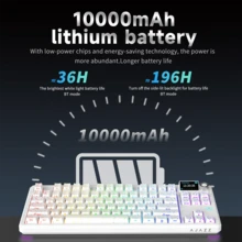NACODEX AJAZZ AK870 V2 kabelgebundene/Drei-Modus mechanische Tastatur mit GASKET-Struktur, Vollständig austauschbare Tasten, 10.000 mAh Akkulaufzeit mit TFT-Farbbildschirm