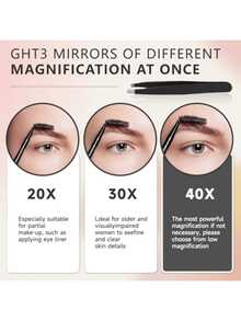 Espelho de aumento Cosmeria 50X com ventosas e pinça (1 unidade), espelho cosmético 40X com ampliação potente para maquiagem precisa e remoção de pelos da sobrancelha. Ideal para maquiagem, decoração de quarto, penteadeira, viagens, acessórios de maquiagem, espelho de mão, mini espelho, espelho compacto, espelho pequeno, presente de Natal, ferramentas de maquiagem, itens baratos, presentes para mulheres. - Multicolorido - Ver 6
