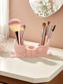 1pc Cute Bow-Shaped Pen Holder - Desktop Organizer Of Makeup Brushes And Office Supplies, Elegant Makeup Brush Storage, Perfect For Creative Decorative Designs For Girls, Students And Girls,For Holiday Beach, Bathroom Collection, Bedroom Collection, Large Capacity