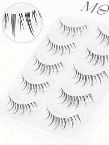 5对韩国小恶魔假睫毛，手工制作柔软假睫毛，6-12毫米，尖尾卡通猫眼风格，可重复使用，化妆睫毛，适合圣诞节、感恩节、万圣节礼物或个人使用