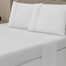 4-Piece Sheet Set With Elastic Band, 600 Egyptian Thread Count, Stick Stitch - White - View 2