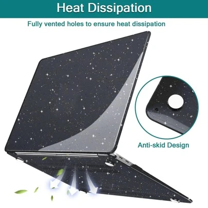 Estuche brillante negro compatible con Apple Laptop Air de 13 pulgadas, modelo 2024-2022, versión M3 M2 A3113 A2681, carcasa dura con brillo para el modelo Air de 13.6 pulgadas