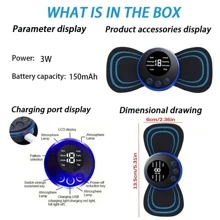 New Massage Patch, LCD Display, EMS Neck Massager, Neck & Back Massage Patch, 8 Modes Pulse Muscle Stimulator, Battery Capacity: 150mAh - Black - View 10