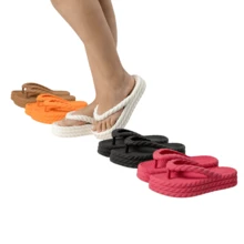 Sandália Flatform Feminina em PVC Antiderrapante  Praia    Casual  Ao ar livre    Trançado    Casa - Laranja - Visão 3