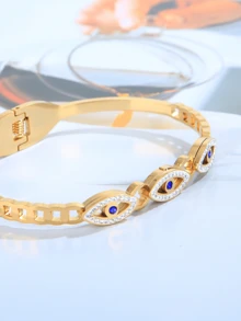 时尚不锈钢钻石邪眼手链，适合女士日常佩戴 - Evil Eye - 查看 5