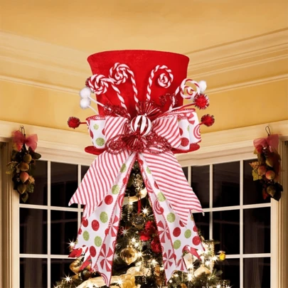 1 pieza Sombrero clásico de adorno para árbol de Navidad, de terciopelo rojo con decoración de lazo adorable, adecuado para el hogar, la oficina, la decoración del árbol de Navidad, fiestas navideñas (Navidad, Año Nuevo, Invierno) - Fácil de ensamblar, duradero y multiusos, se adapta a adornos modernos o tradicionales para el árbol de Navidad. ¡Feliz Navidad! Decoraciones navideñas para el hogar, regalos de Navidad, decoración navideña