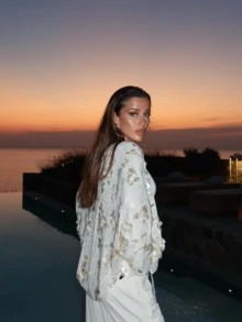 Women's Sequin Knitted Cardigan Tie-Front Long Sleeve Elegant Sparkly Fall Jacket For Club Party Streetwear - trắng - Xem 4