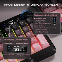 LexonElec M96 Wireless Keyboard, Low Profile Quiet Typing Membrane Gaming Keyboard With Smart Display & Knob, RGB Backlit, USB C Rechargeable, 94 Keys PBT Keycap For Windows PC, Linux-Blackberry/ Moonlit Night/ Grape Purple