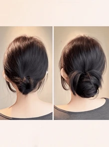优雅女士发饰，甜甜圈发髻假发，4英寸弹性夹式接发，耐热合成纤维，百搭设计，适合所有发质，佩戴牢固，适合日常佩戴及各种场合。 - 彩色 - 查看 5