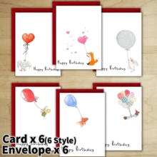 12 بطاقة عيد ميلاد مصنوعة يدويًا بتصميمات حيوانات مضحكة، هدية فريدة، ديكور عيد ميلاد، هدية عيد ميلاد