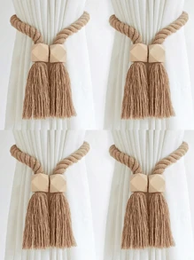 1/2/4/8 szt. Magnetyczne uchwyty do zasłon okiennych, proste drewniane klamry z frędzlami, odpowiednie do sypialni, salonu, kuchni i dekoracji domu