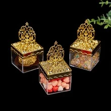24pcs Mini Candy Boxes, Transparent With LIDS, Window-Style Electroplated Packaging Boxes, Suitable For Festivals, Birthdays, Weddings, Gender Revelation, Bridal Gift Parties, Christmas, Halloween, Easter, Party Dessert Display Boxes, Packaging Supplies - 金色 - 查看 2
