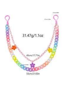 1pc Teenager Decorative Heart & Star 50cm Pants Chain, Cute Street Style Hip Hop Rock Cool Chain, Suitable For Jeans Fashion Waist Chain Accessory - Multicolor - View 5