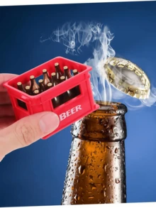 1 件圣诞啤酒箱形冰箱贴，苏打水开瓶器，可用作啤酒开瓶器，创意啤酒篮设计，可用于家庭酒吧、派对、冰箱卡通贴纸、婚礼季节用品、家居装饰 - 彩色 - 查看 3