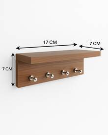 Minimalist Key Holder For 4 MDF Keychains Louro Freijó - Rust Brown - View 4