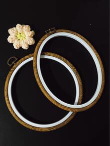 1pc/3pcs Set, Round/Oval Embroidery Hoops, Sewing Embroidery And DIY Hand Cross Stitch Frame Auxiliary Tools - Brown - View 2