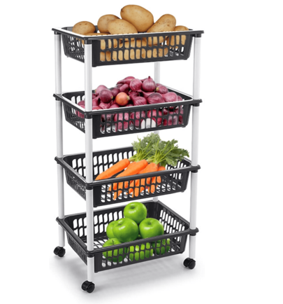 ARISE Rollwagen, stapelbare Mehrzweckkörbe für Küche, Bad, Obst- und Gemüseaufbewahrung, 3 oder 4 Ebenen, mehrfarbig (4 Ebenen: 85 x 40 x 30 cm / 3 Ebenen: 61 x 40 x 30 cm)