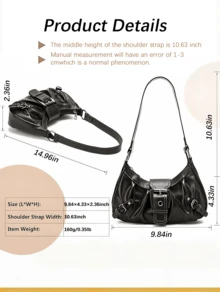 1pc Women's Retro Maillard Punk Wanderer Motorcycle Bag, Rivet Decoration, Adjustable Strap, Large Capacity, Soft Artificial Wax Leather, Ombre Colors, Shoulder & Crossbody Bag, Suitable For Work, Commute, Dating And Parties, Niche Design, Steampunk, Goth, Bag For Women, Cool Girls Street Wear, Perfect For Music Festival, Concert, Rock Style Bag For Women, Japanese Bag, Y2k Bag, Gothic Punk Bag For Women, 2000s Fashion Style Bag For Women, Vintage Bag For Women - màu nâu - Xem 8