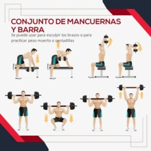 Juego de mancuernas de 20 kg, 3 en 1, juego de pesas ajustables para gimnasio en casa, gimnasio, entrenamiento, con barra de conexión para hombres y mujeres - Negro - Ver 6