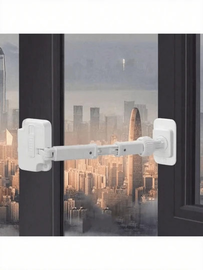 Pojedyncza instalacja, nie wymaga wiercenia, blokada bezpieczeństwa okna zabezpieczająca przed podniesieniem, mocowanie przeciwwietrzne, odpowiednia do okien wewnętrznych i zewnętrznych, okien przesuwnych, blokada zabezpieczająca okno przed dziećmi, regulowane urządzenie ograniczające, modny design, łatwa instalacja, stabilna konstrukcja, solidna i niezawodna, stosowana do drzwi, pralek, drzwiczek dla kotów itp.