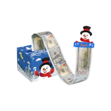 Julklappsask med kontanter, överraskningsplånboksask med glad lycklig plånbok, julsnögubbe, jultomte och renklappsask med kontanter - Blå - Visa 2